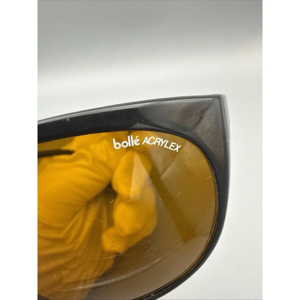Vintage BOLLE ACRYLEX Sunglasses FRANCE BLACK Wrap CatEye Unisex RARE🔥Polarized